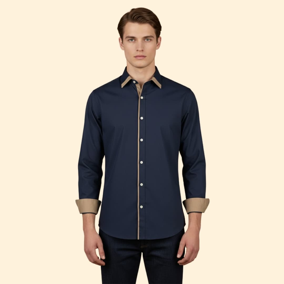 Men’s Long Sleeve Shirt with Stylish Trim