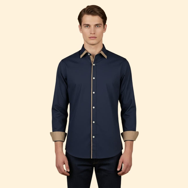 Men’s Long Sleeve Shirt with Stylish Trim