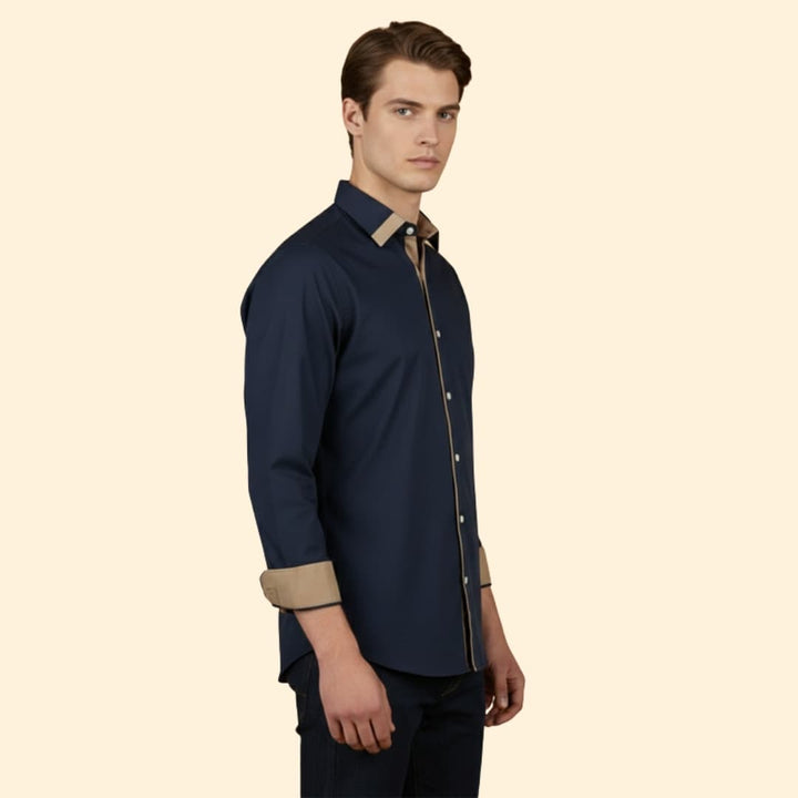Men’s Long Sleeve Shirt with Stylish Trim