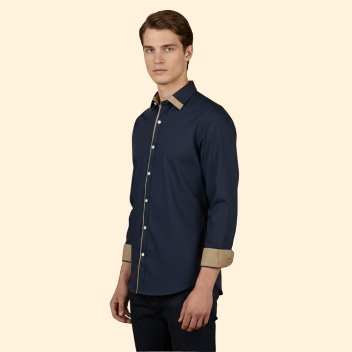 Men’s Long Sleeve Shirt with Stylish Trim