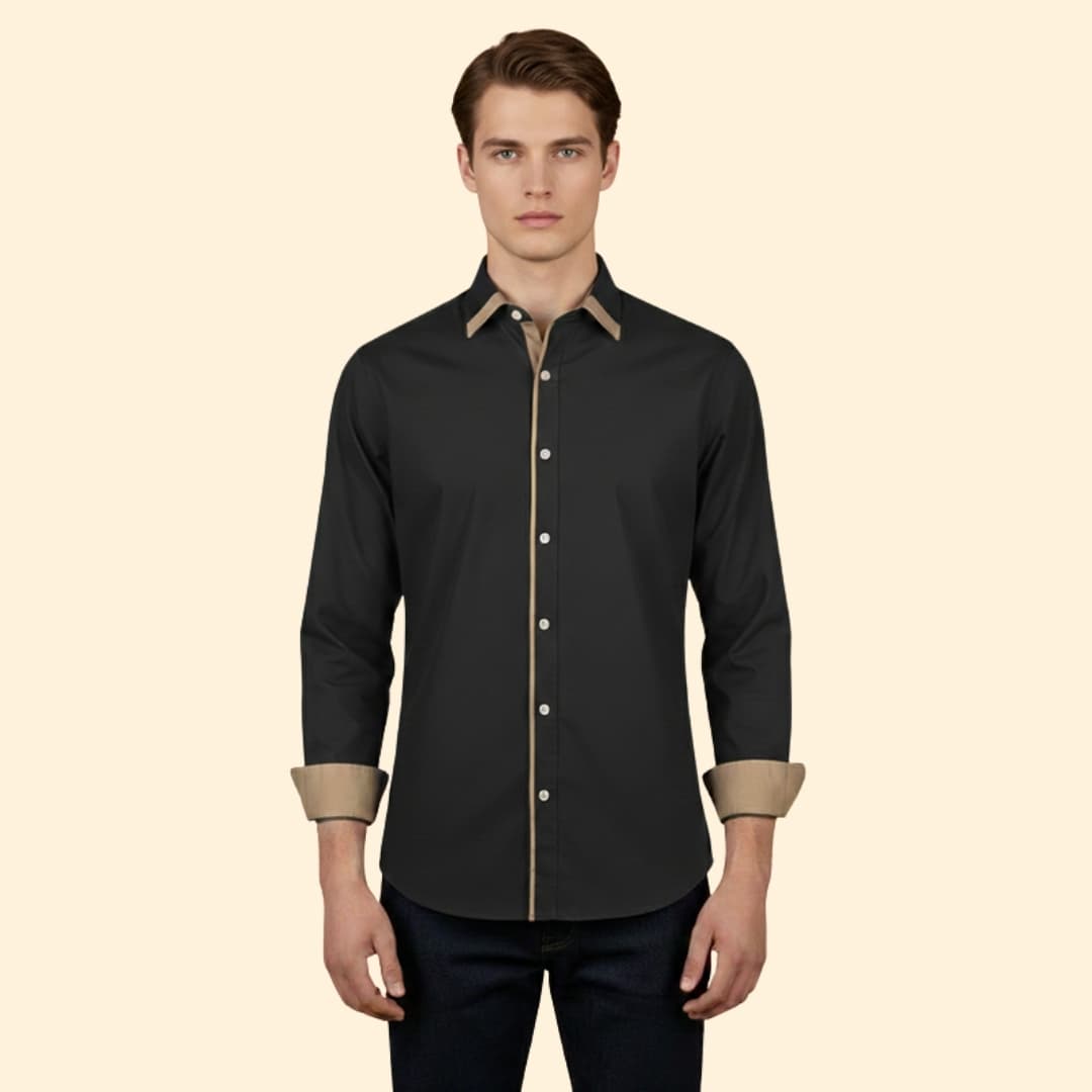 Men’s Long Sleeve Shirt with Stylish Trim