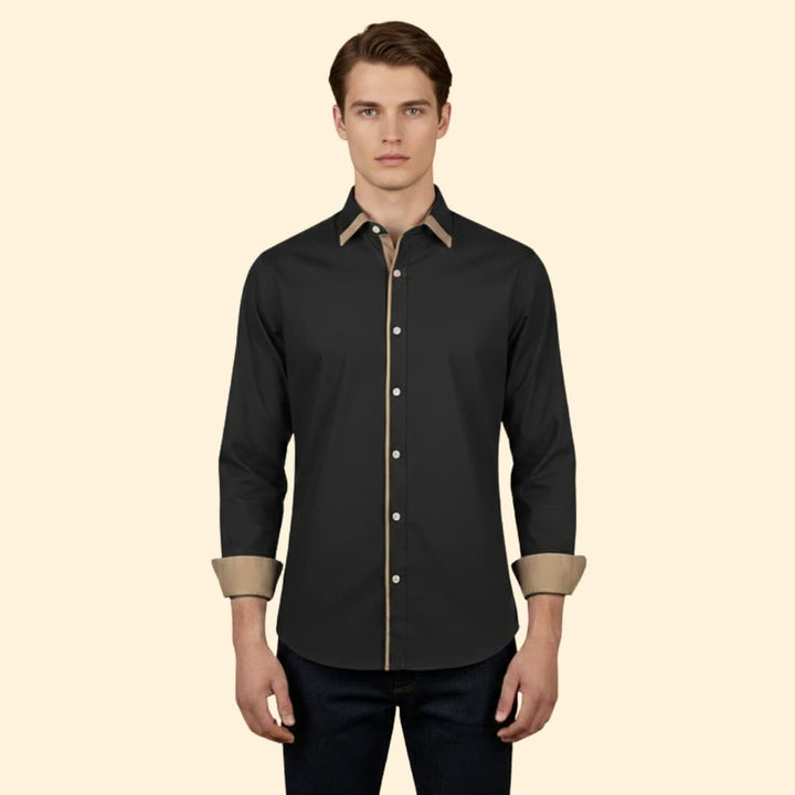 Men’s Long Sleeve Shirt with Stylish Trim