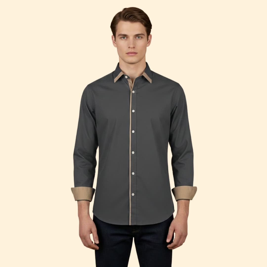 Men’s Long Sleeve Shirt with Stylish Trim
