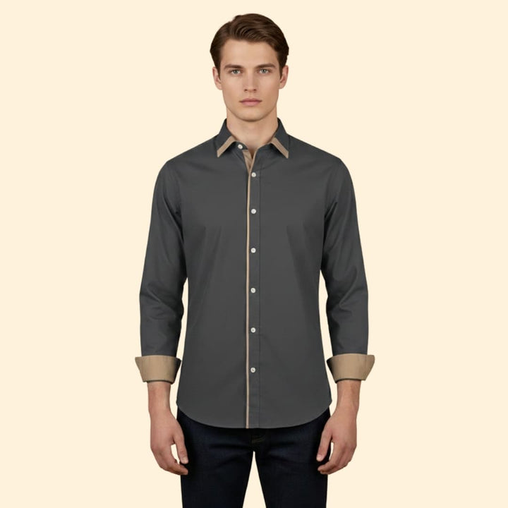 Men’s Long Sleeve Shirt with Stylish Trim