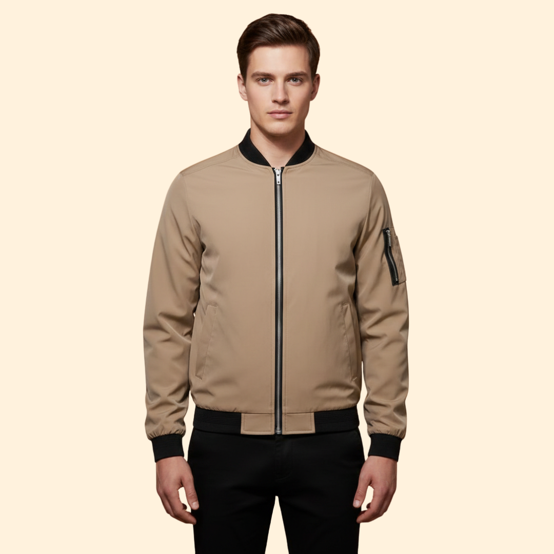 Men’s Metallic Bomber Jacket with Sleeve Zip Pocket
