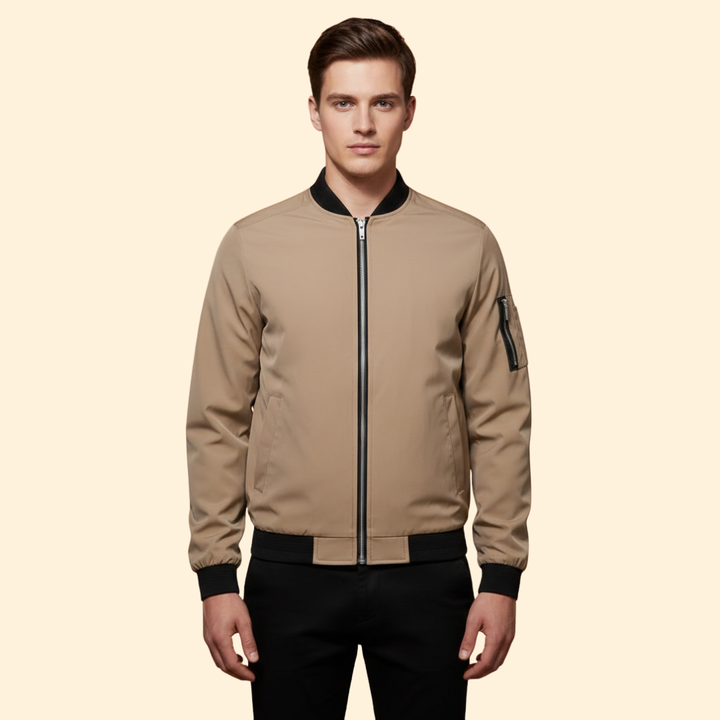 Men’s Metallic Bomber Jacket with Sleeve Zip Pocket