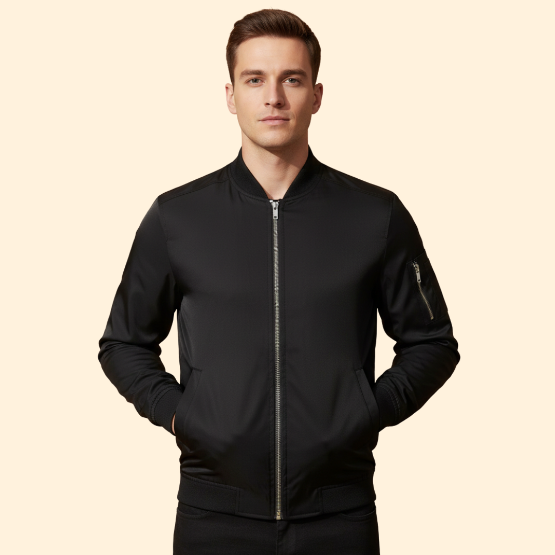 Men’s Metallic Bomber Jacket with Sleeve Zip Pocket