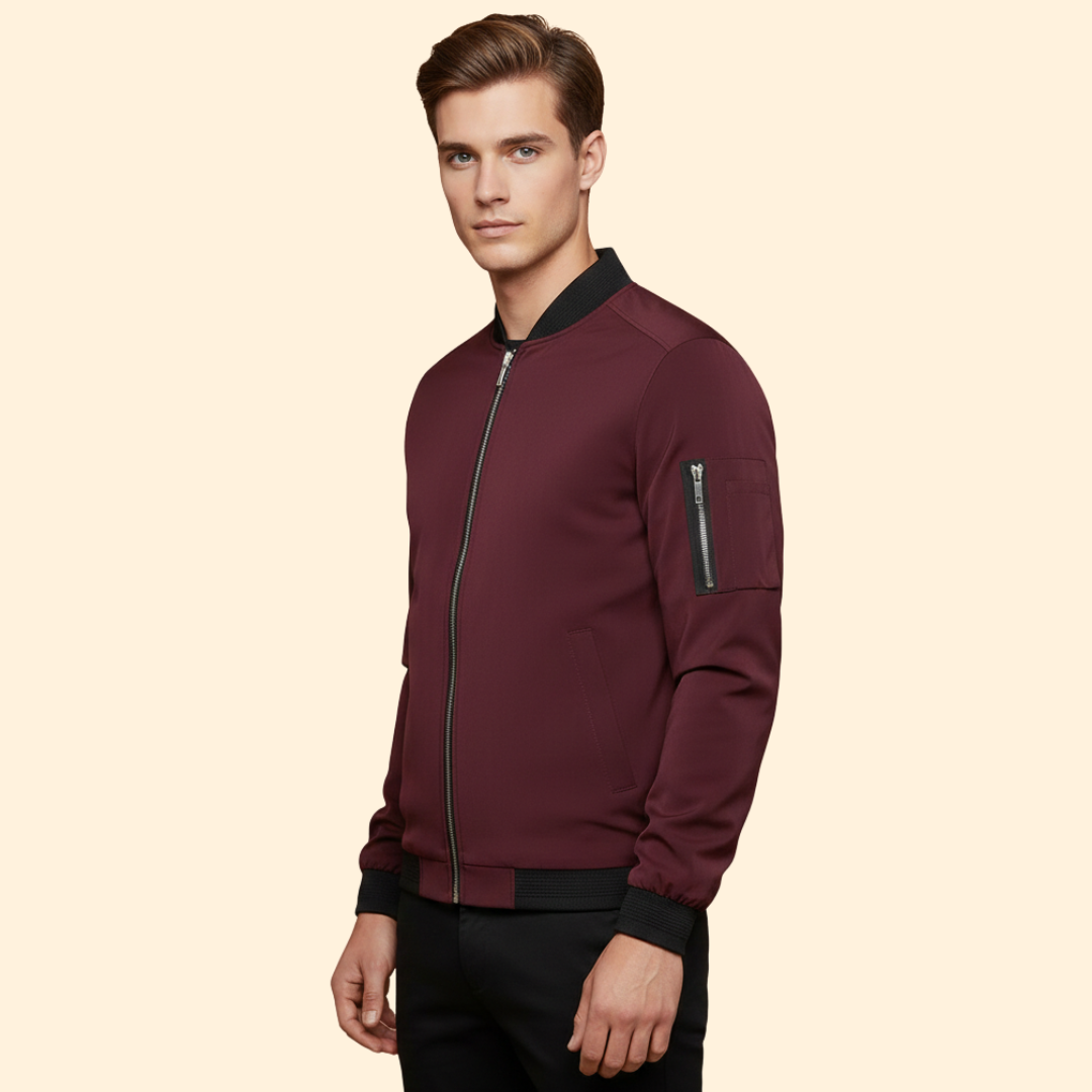 Men’s Metallic Bomber Jacket with Sleeve Zip Pocket
