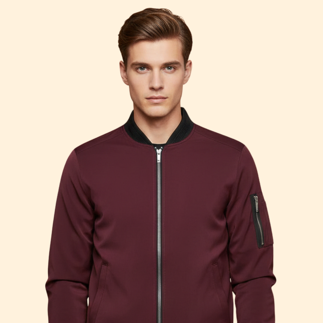 Men’s Metallic Bomber Jacket with Sleeve Zip Pocket
