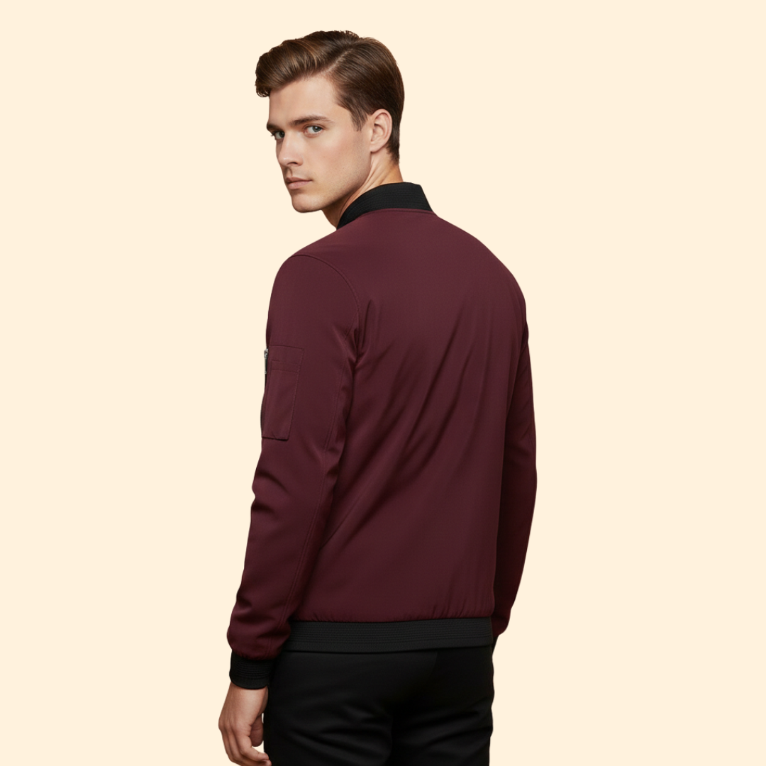 Men’s Metallic Bomber Jacket with Sleeve Zip Pocket