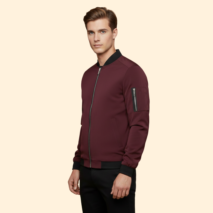 Men’s Metallic Bomber Jacket with Sleeve Zip Pocket