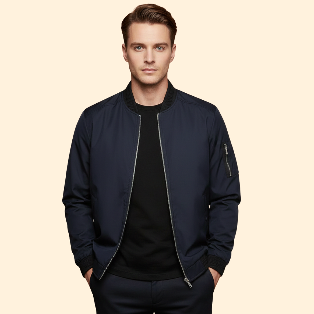 Men’s Metallic Bomber Jacket with Sleeve Zip Pocket