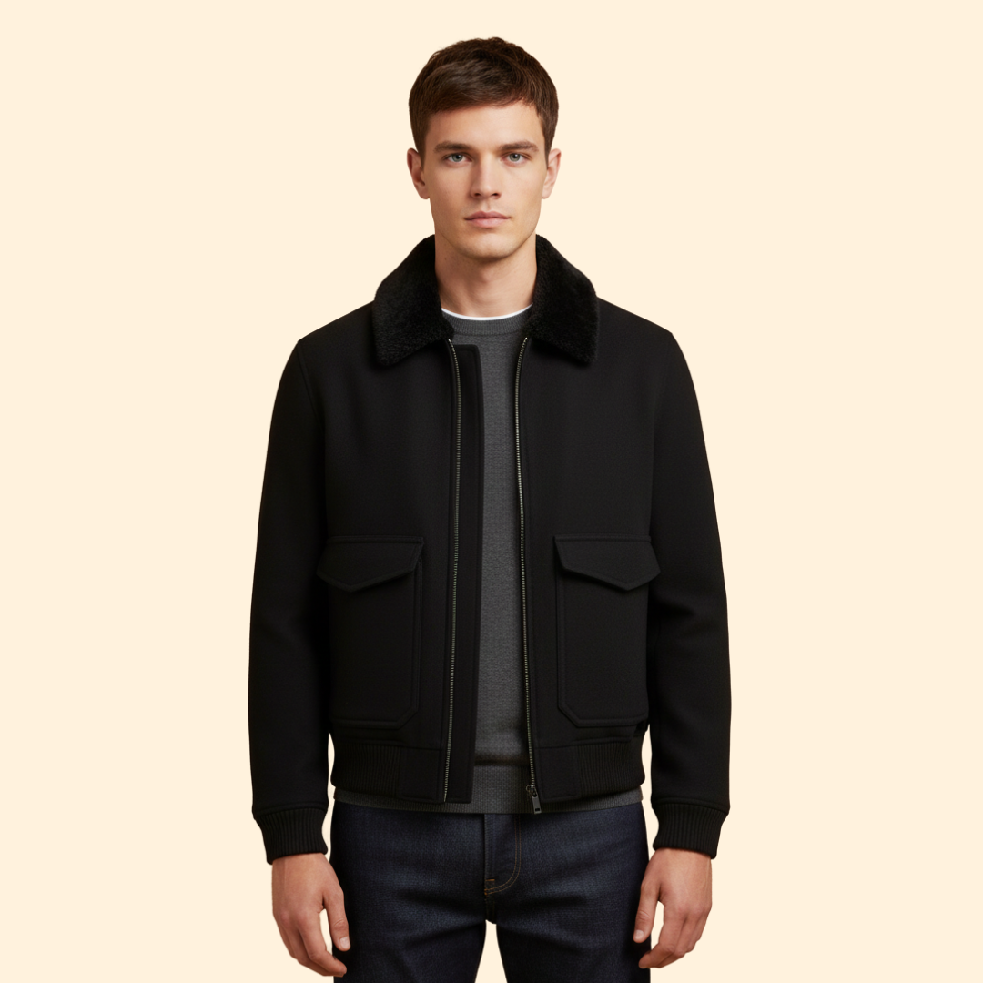 Men’s Bomber Jacket with Front Flap Pockets