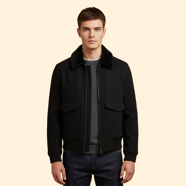 Men’s Bomber Jacket with Front Flap Pockets