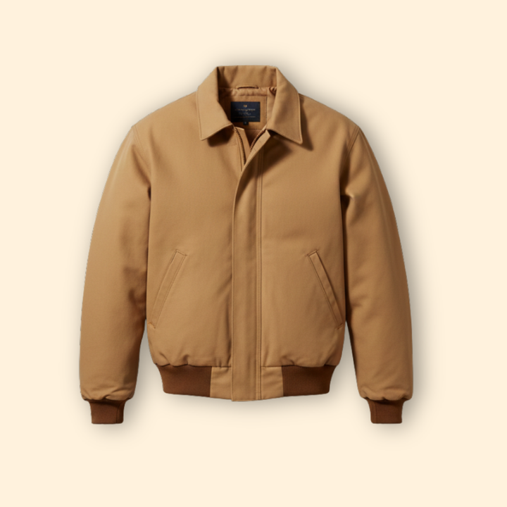 Men’s Bomber Jacket with Pointed Collar Design