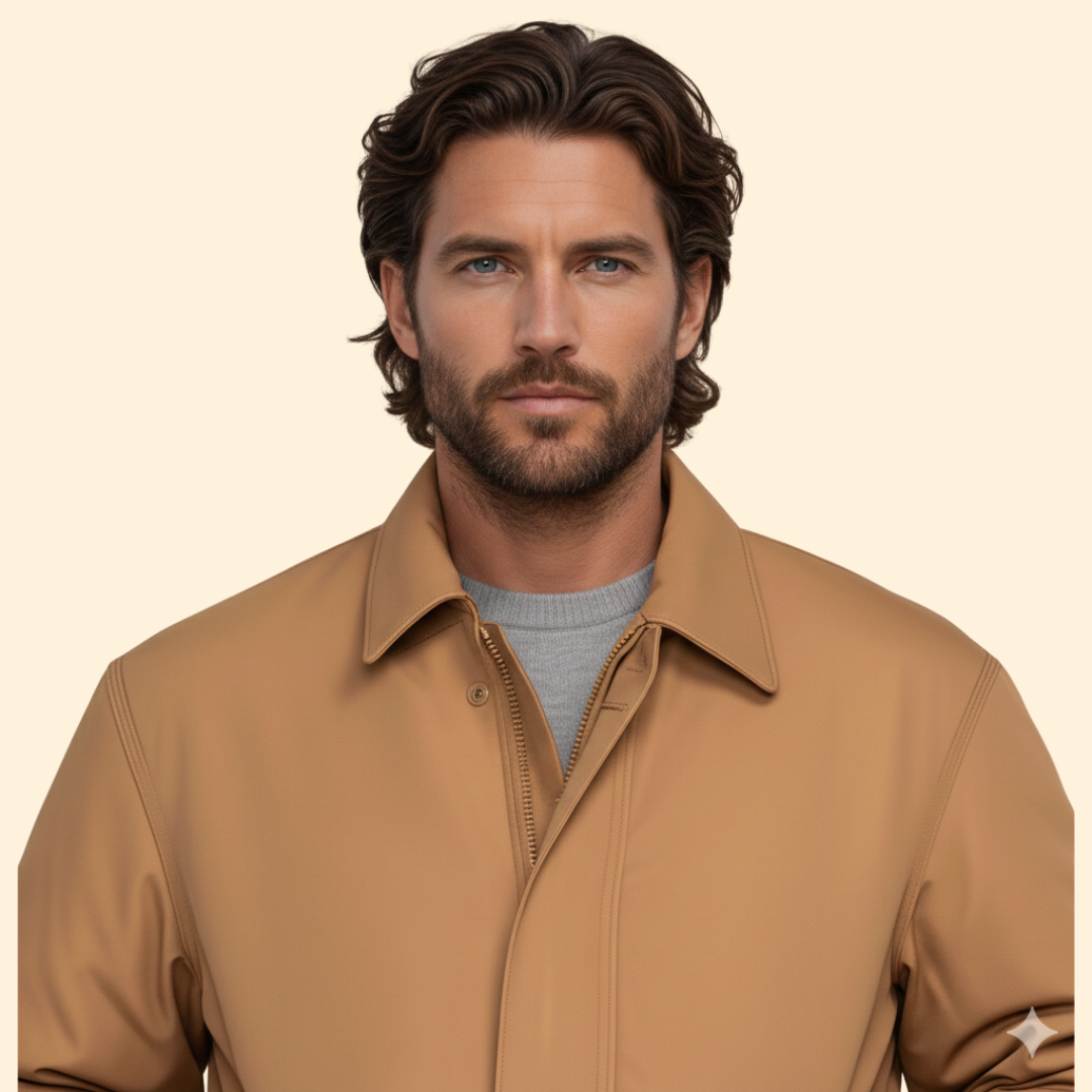 Men’s Bomber Jacket with Pointed Collar Design