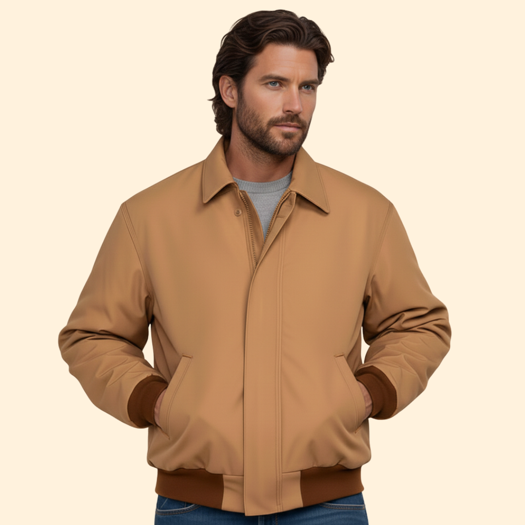 Men’s Bomber Jacket with Pointed Collar Design