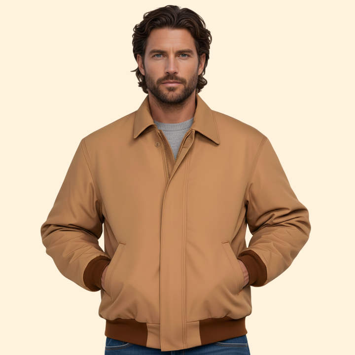 Men’s Bomber Jacket with Pointed Collar Design