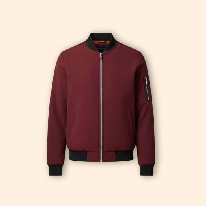 Men’s Bomber Jacket with Ribbed Trim Design