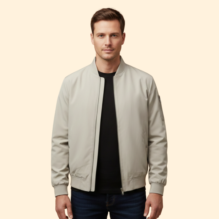 Men’s Bomber Jacket with Front Zipper