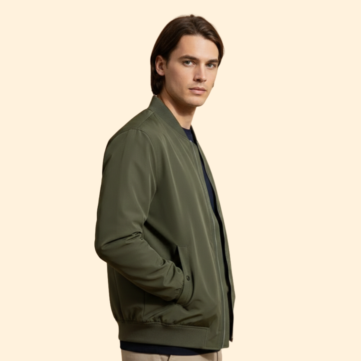 Men’s Bomber Jacket with Front Zipper