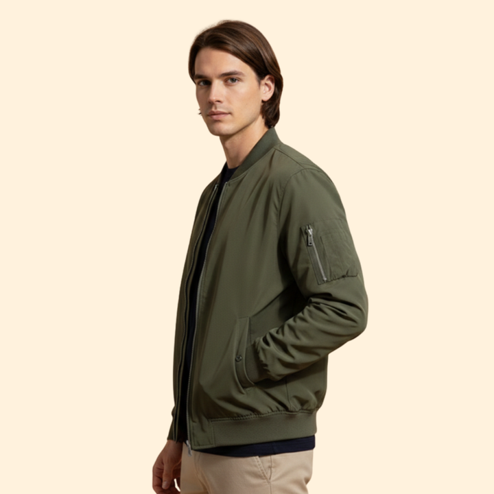 Men’s Bomber Jacket with Front Zipper