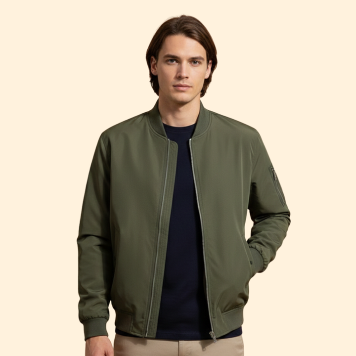 Men’s Bomber Jacket with Front Zipper