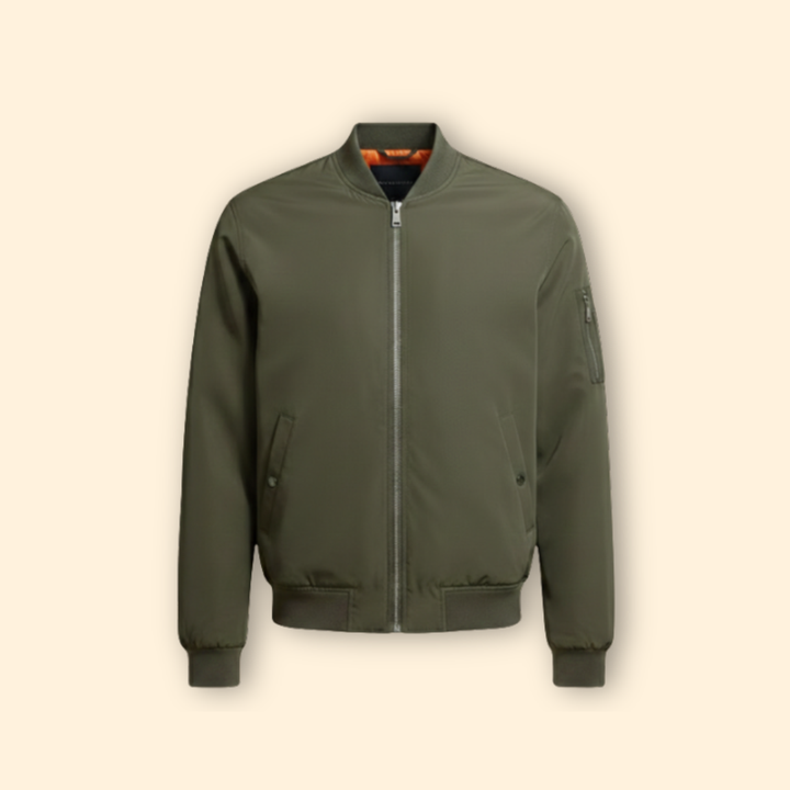 Men’s Bomber Jacket with Front Zipper