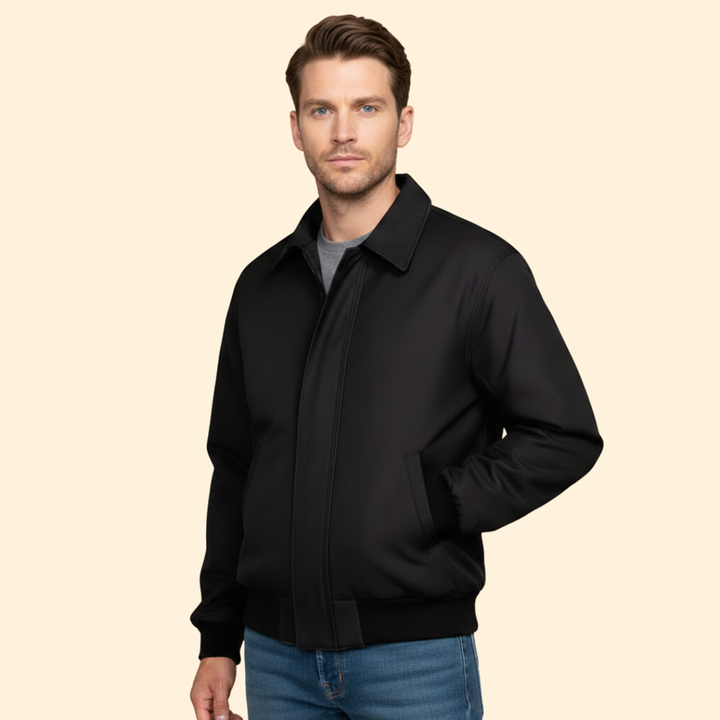 Men’s Bomber Jacket with Pointed Collar Design