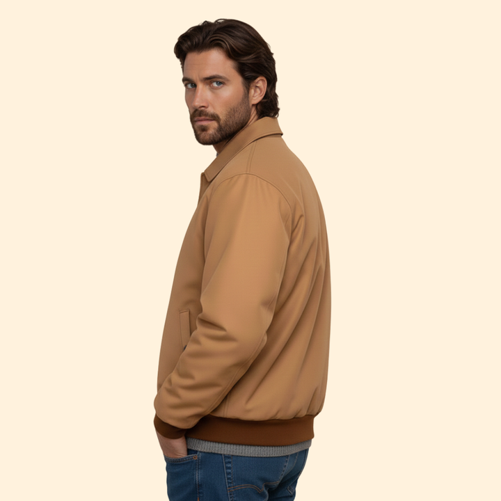 Men’s Bomber Jacket with Pointed Collar Design