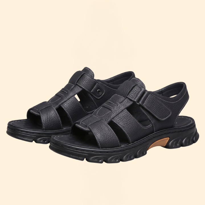 Men's Pebbled Strap Sandals with Fastener