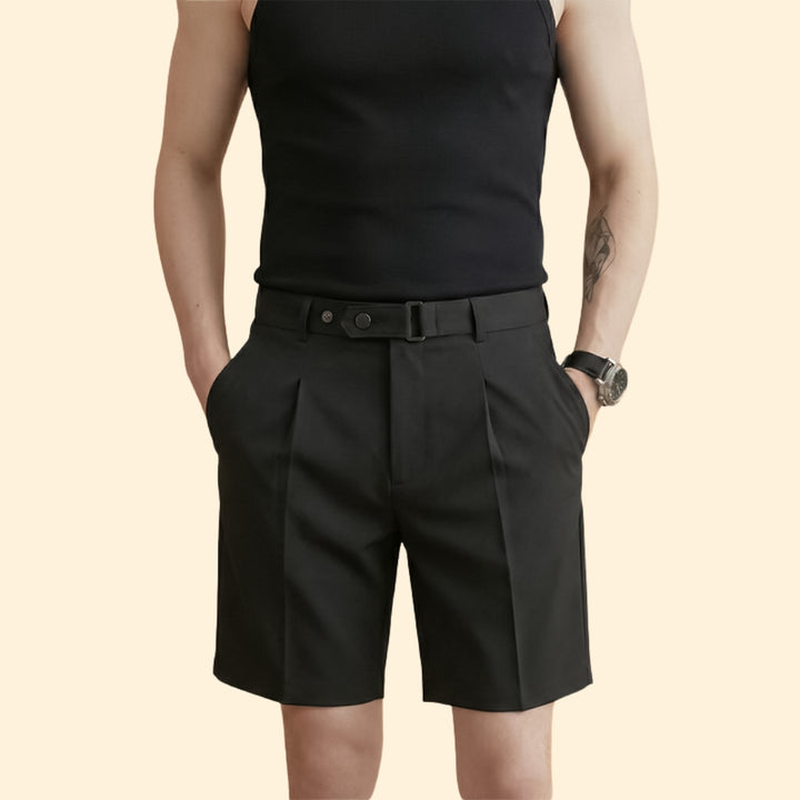 Men's Pleated Summer Shorts with Belt Loops