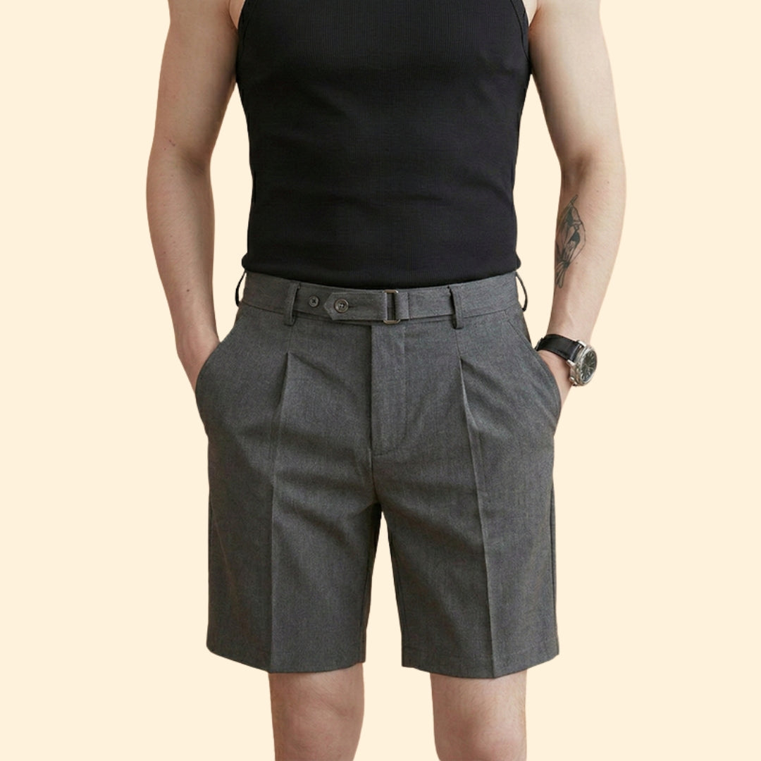 Men's Pleated Summer Shorts with Belt Loops