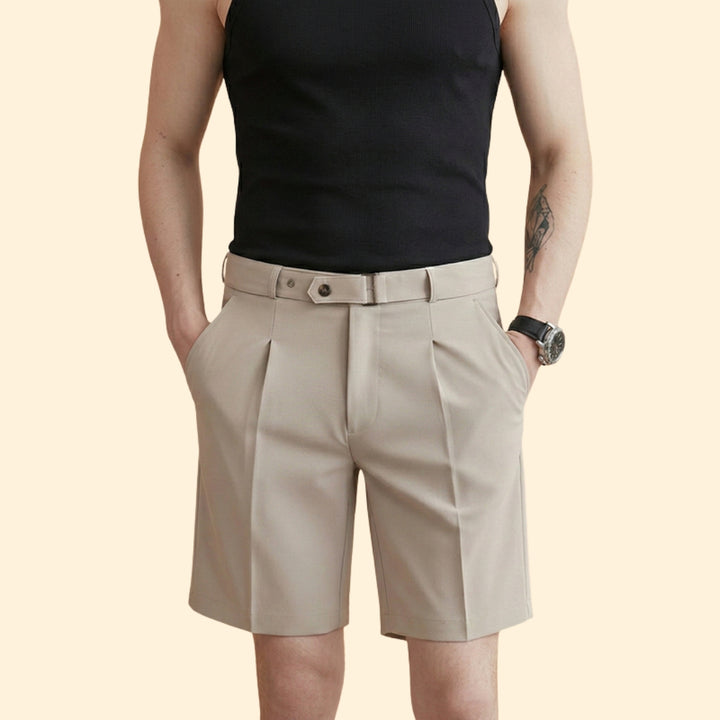 Men's Pleated Summer Shorts with Belt Loops