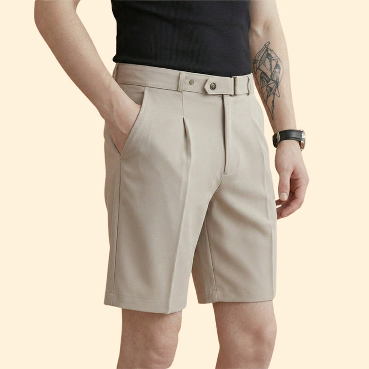 Men's Pleated Summer Shorts with Belt Loops