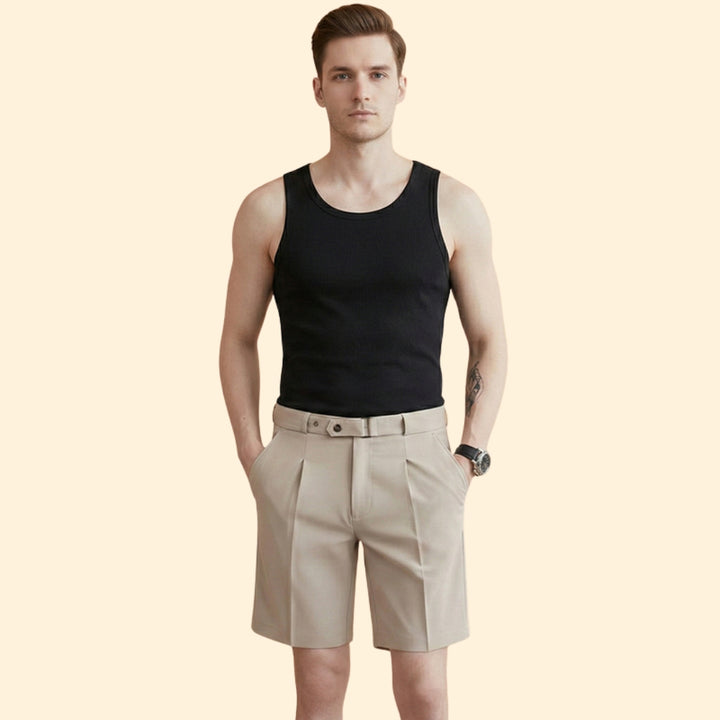 Men's Pleated Summer Shorts with Belt Loops