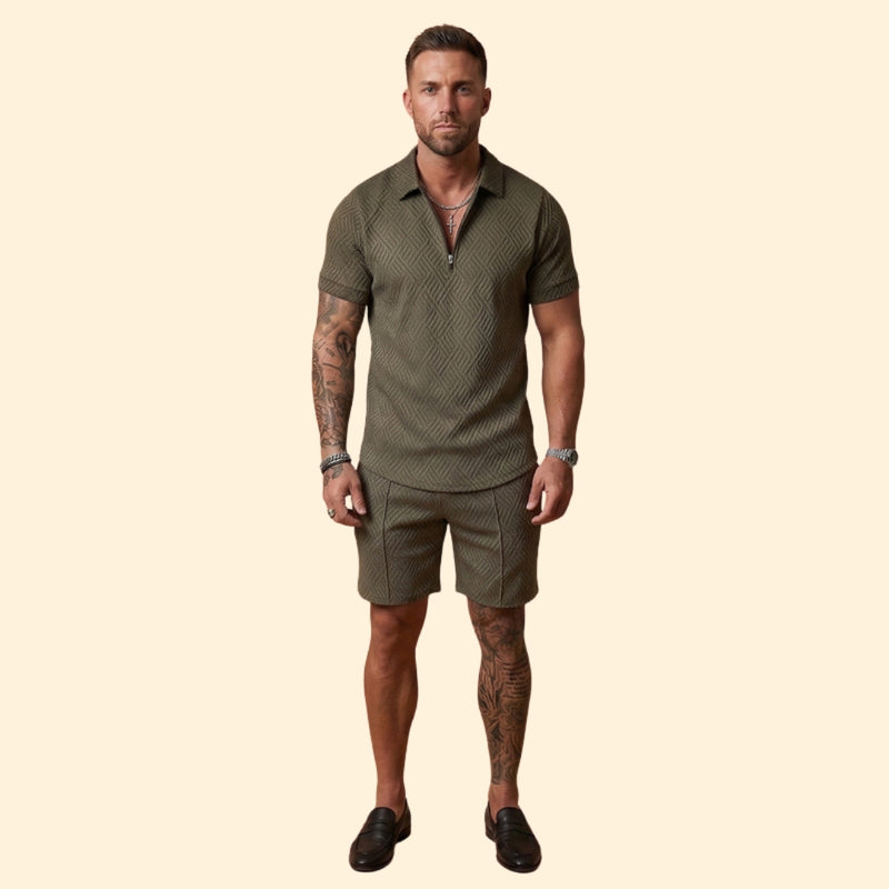 Men’s Polo Shirt and Casual Shorts Set