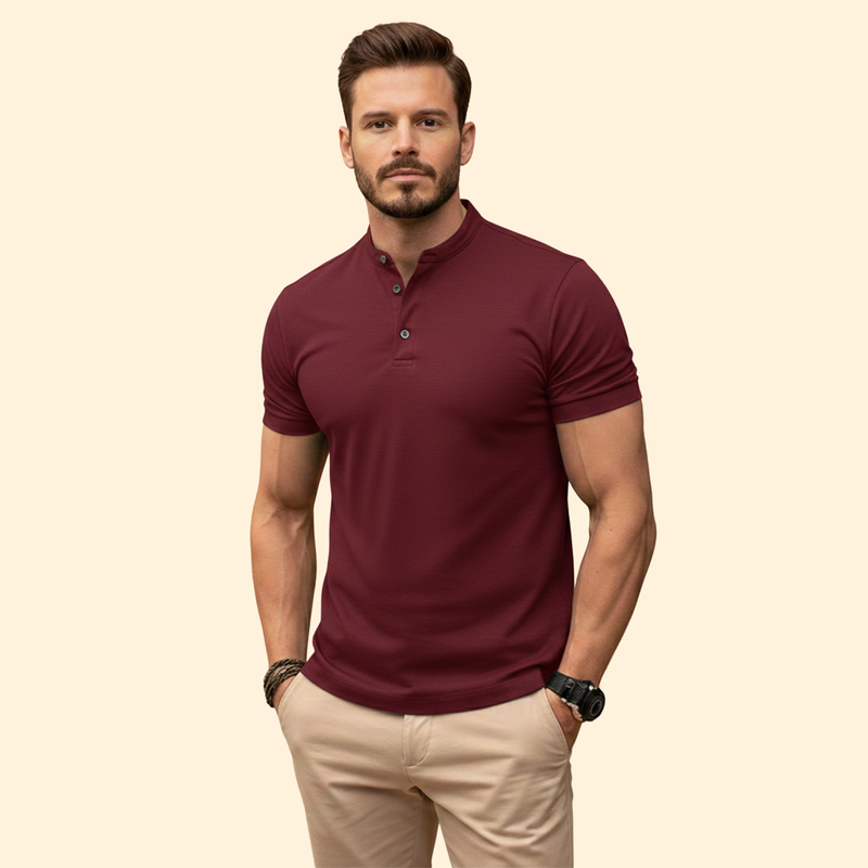 Men’s Polo Shirt with Henley Neck