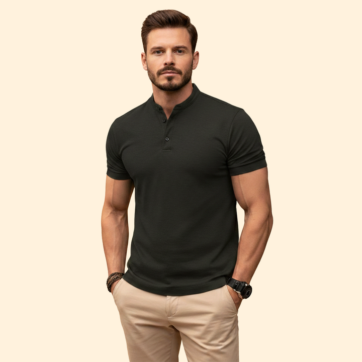 Men’s Polo Shirt with Henley Neck