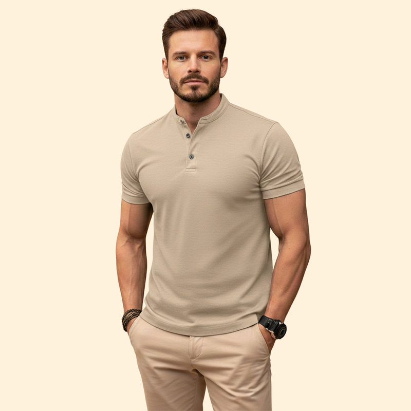 Men’s Polo Shirt with Henley Neck
