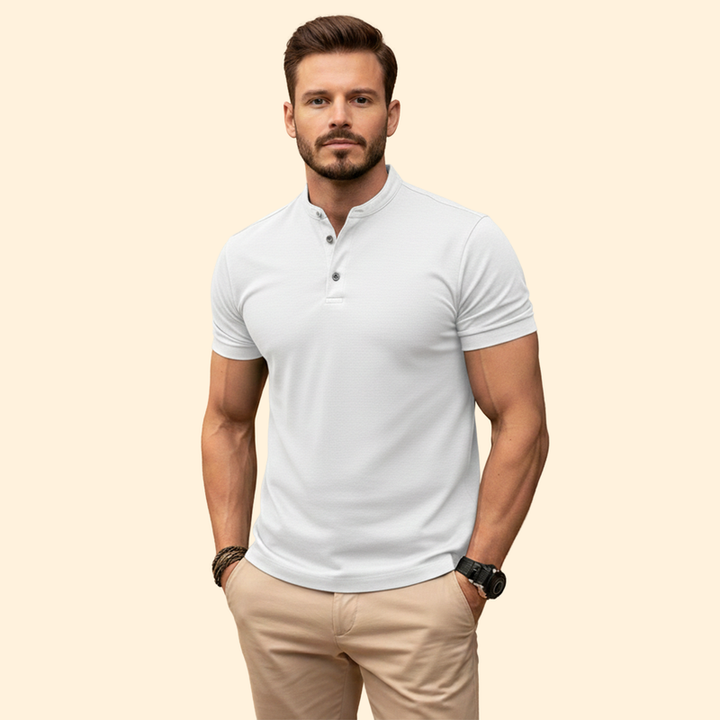 Men’s Polo Shirt with Henley Neck