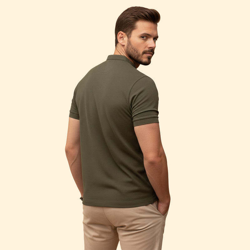 Men’s Polo Shirt with Henley Neck