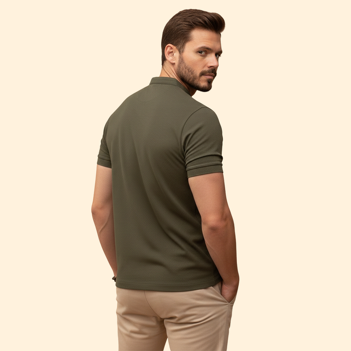 Men’s Polo Shirt with Henley Neck