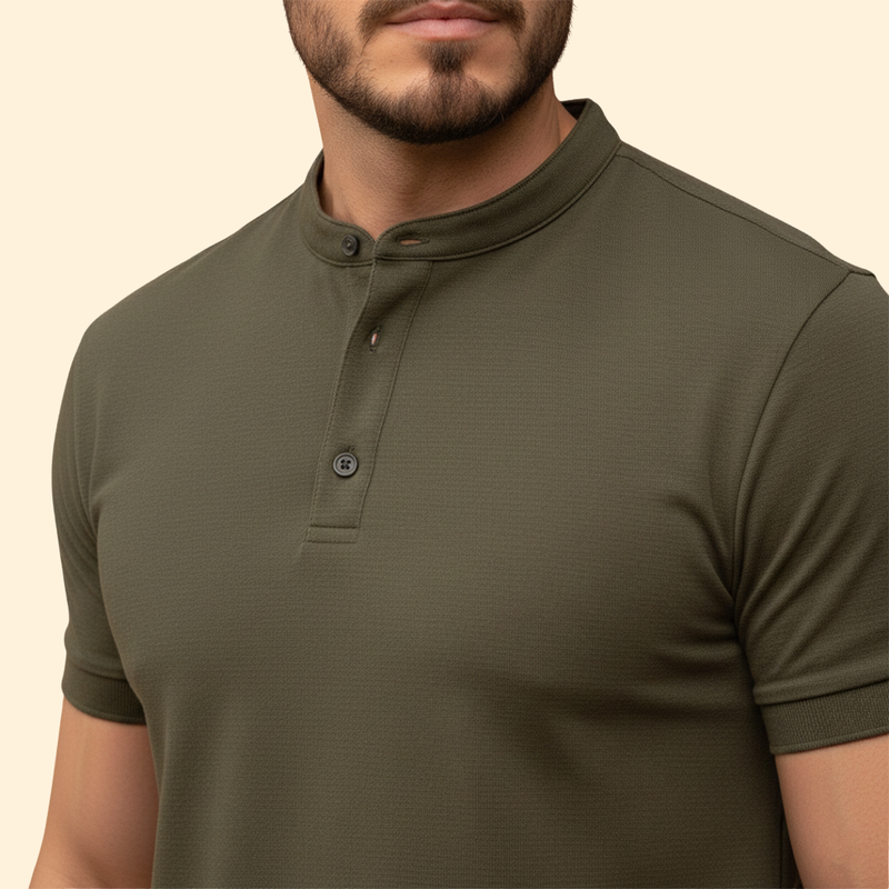 Men’s Polo Shirt with Henley Neck