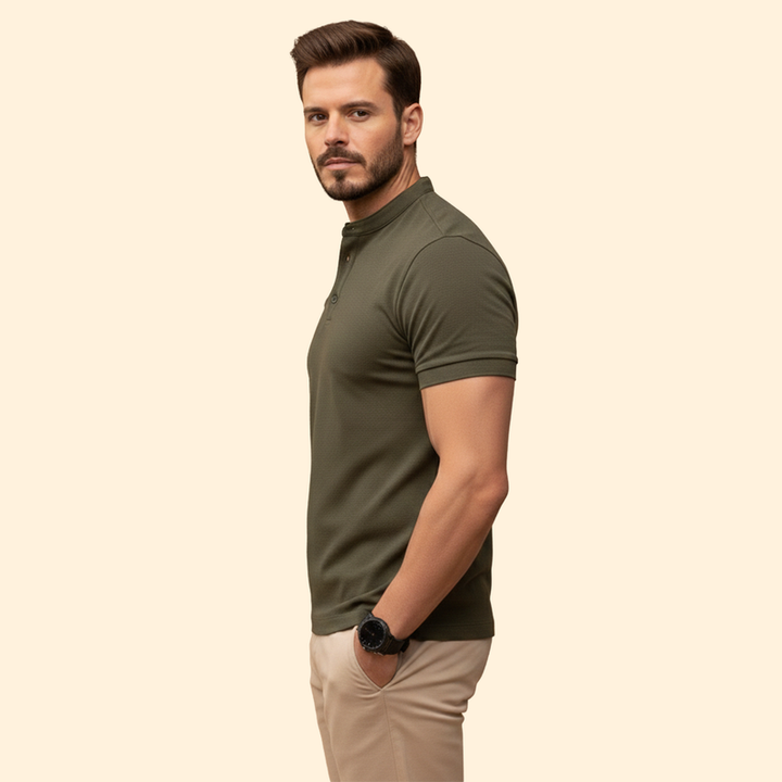 Men’s Polo Shirt with Henley Neck