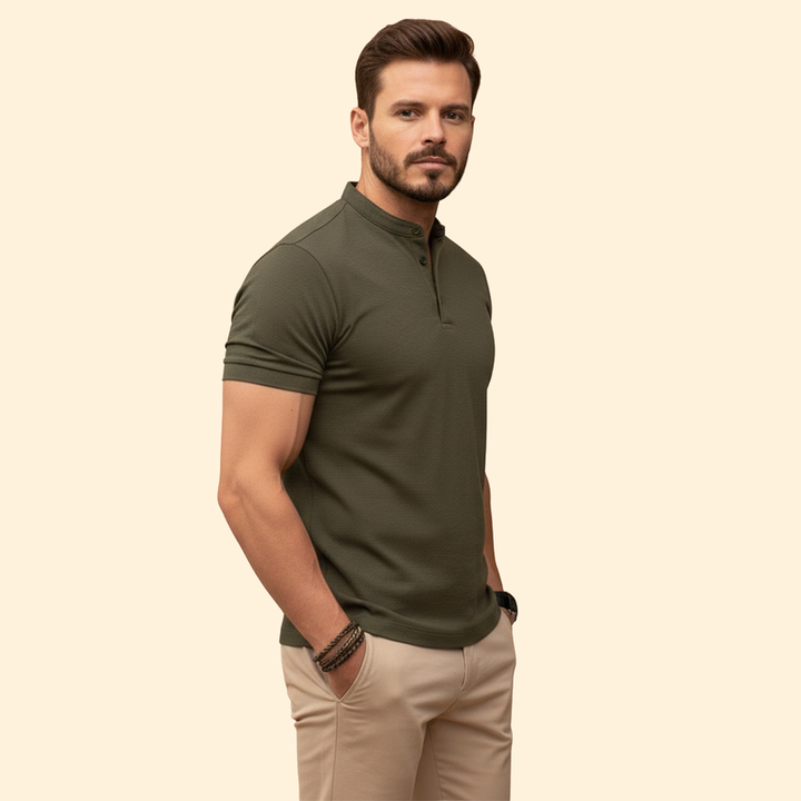 Men’s Polo Shirt with Henley Neck