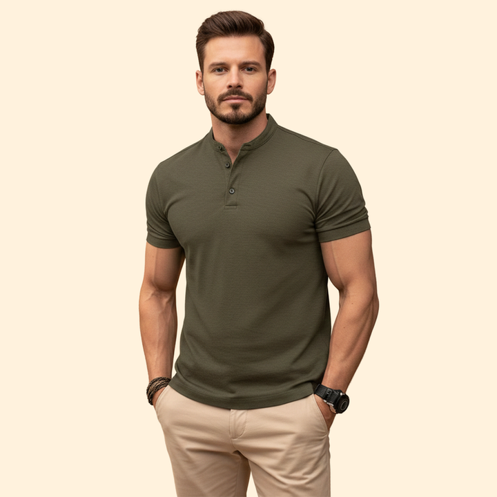 Men’s Polo Shirt with Henley Neck