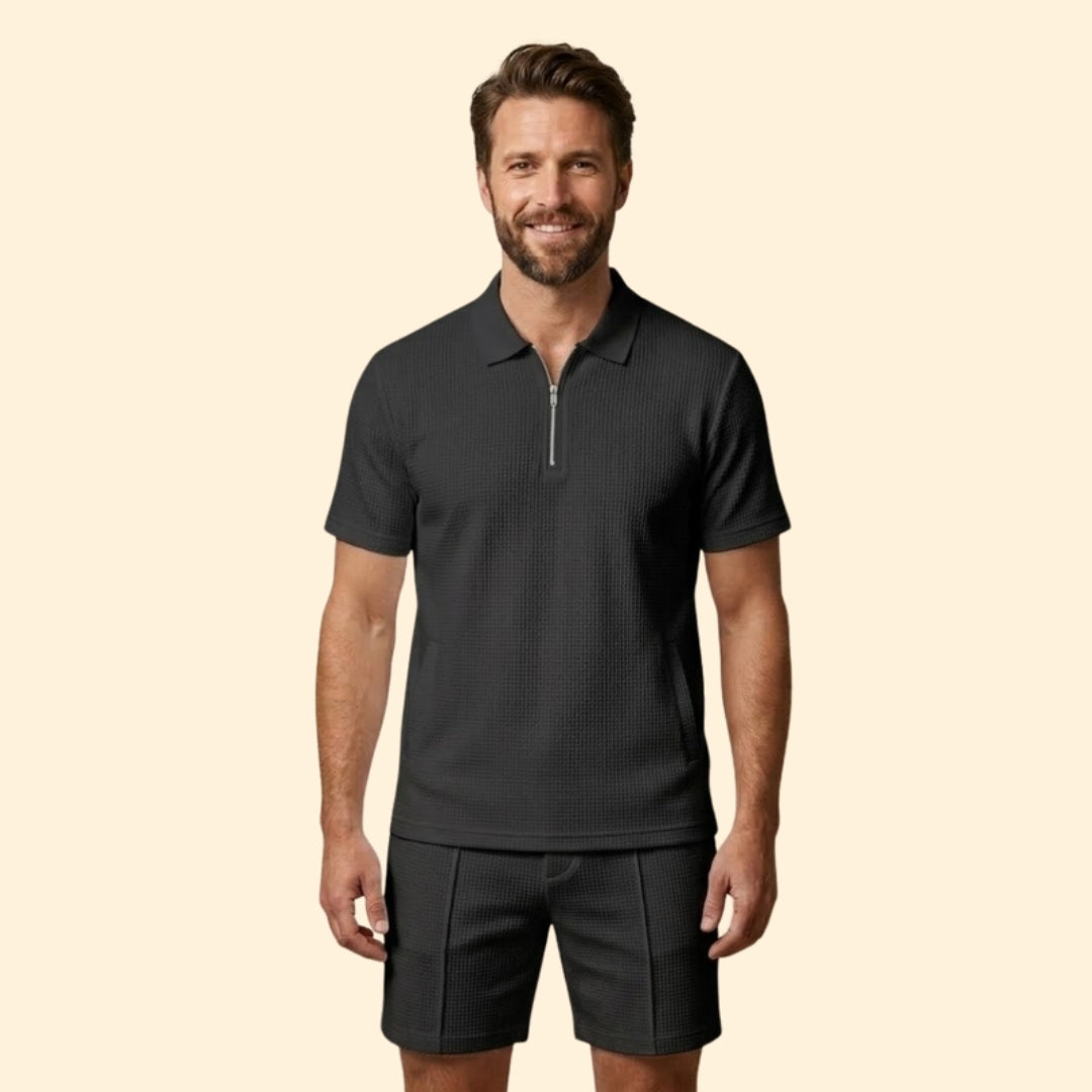 Men’s Polo Shirt with Zipper and Side Pockets