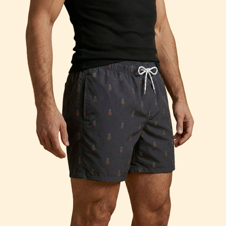 Men’s Printed Swim Shorts with Drawstring Waistband
