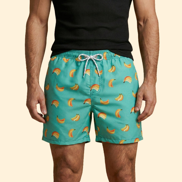 Men’s Printed Swim Shorts with Drawstring Waistband